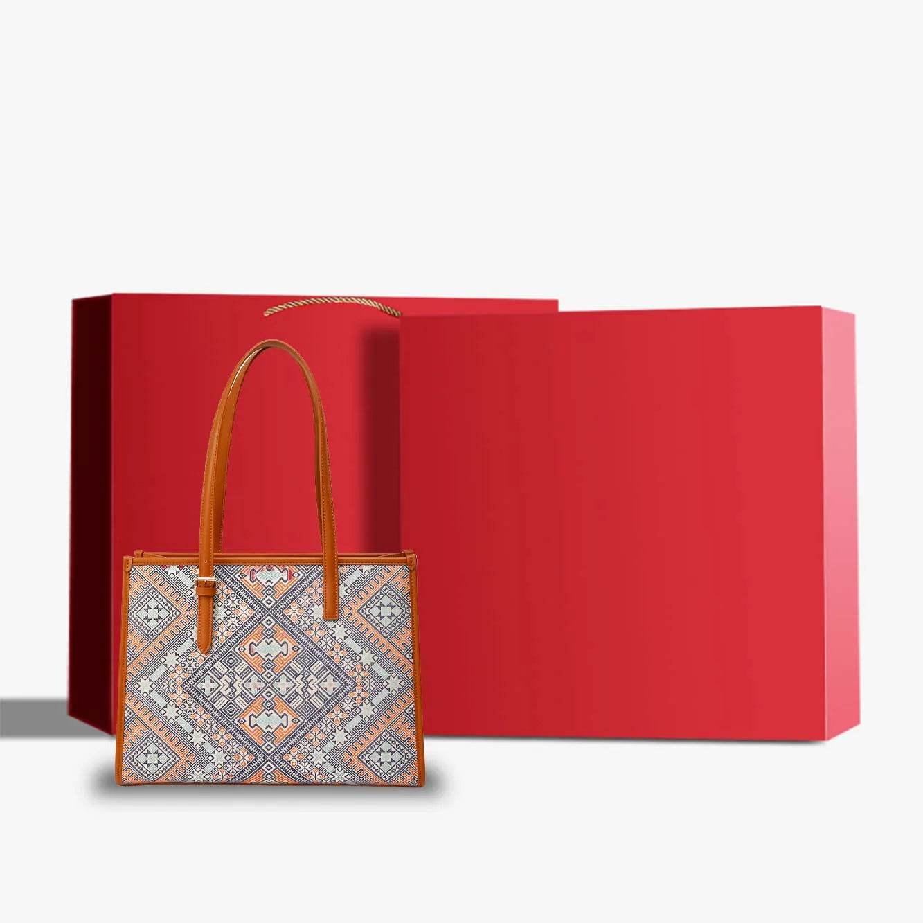 Zhuang Brocade Handicraft Large-Capacity Commuter Tote Bag - SinoCultural -- FJ120765-2