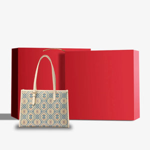 Zhuang Brocade Handicraft Large-Capacity Commuter Tote Bag - SinoCultural -- FJ120765-2