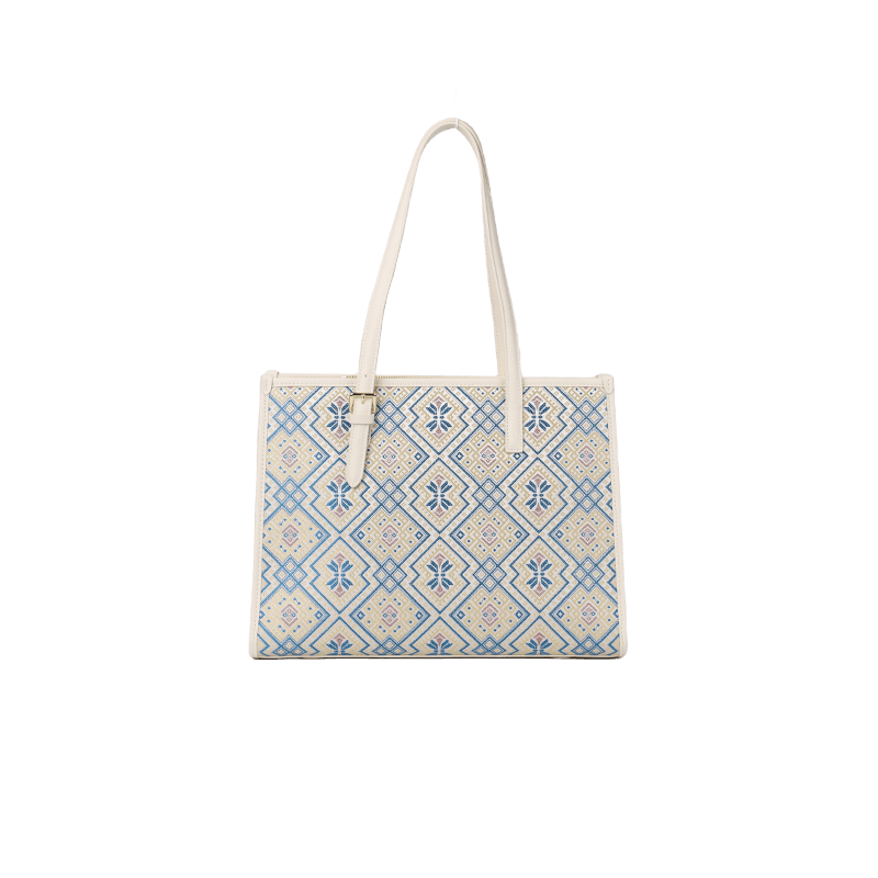 Zhuang Brocade Handicraft Large-Capacity Commuter Tote Bag - SinoCultural -- FJ120765-2