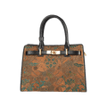 Handmade Song Brocade Chinoiserie Vintage Brown Kelly Bag - SinoCultural -- W4188-3