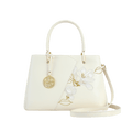 Embroidery Leather Magnolia Tote Bag Elegant Women Handbag with Scarf - SinoCultural -- P120348-3