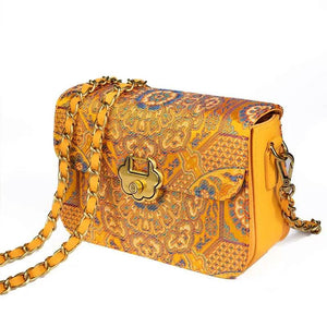 Song Brocade Leather Luxurious Clutch Handbag - SinoCultural -- W2144-4
