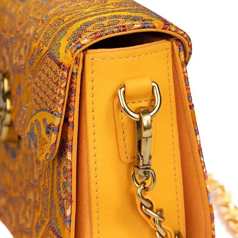 Song Brocade Leather Luxurious Clutch Handbag - SinoCultural -- W2144-4