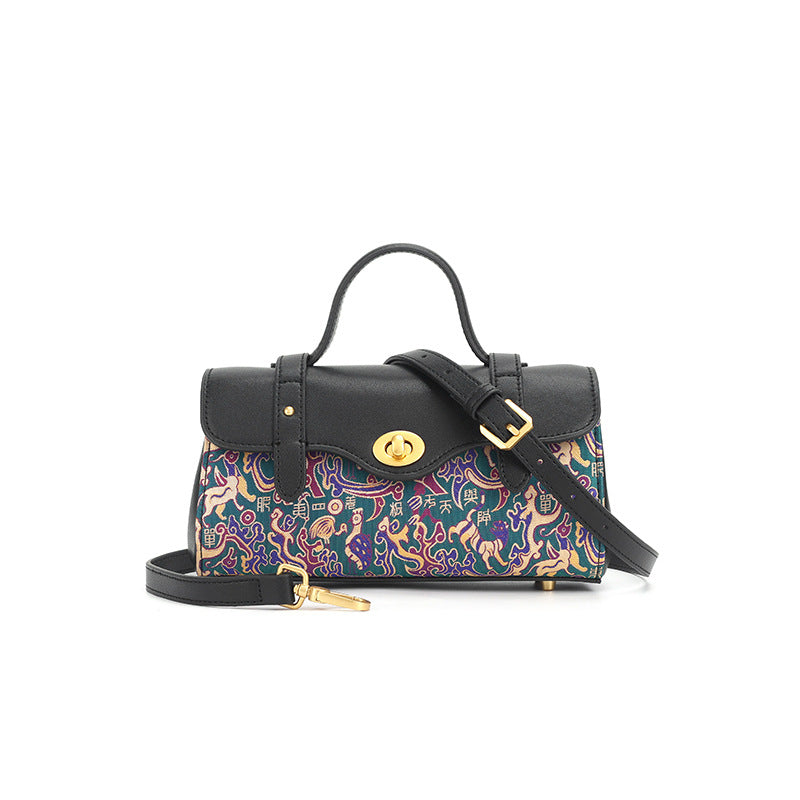 Zhang Hecai Five-Star Rising  New Chinese Style Women's Bag  Leather Fashion Pillow Baguette Bag