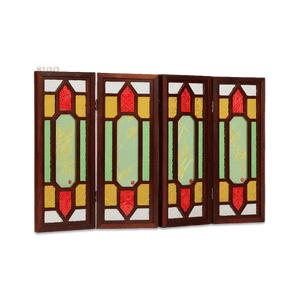 Hand-Embroidered Cantonese Mansion Window Ornament in Sandalwood Frame - SinoCultural -- BXL06WCS174A08