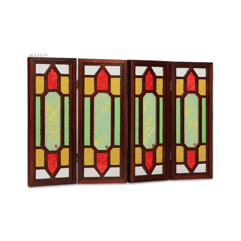 Hand-Embroidered Cantonese Mansion Window Ornament in Sandalwood Frame - SinoCultural -- BXL06WCS174A08