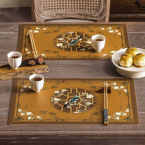 2-Piece Chinoiserie Vintage Classic Palace Style Thick Table Mat - SinoCultural -- TM043A3045