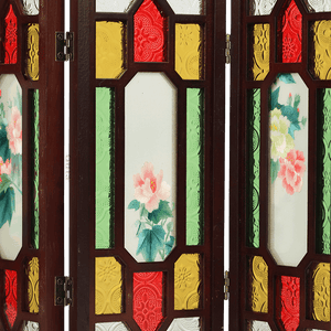 Hand Embroidery Peony Flower Rosewood Cantonese Mansion Window Ornament - SinoCultural -- BXL06WCS174A07