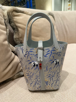 Chinoiserie Luxury Song Brocade Basket Bag – Panda Embracing Bamboo