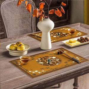 2-Piece Chinoiserie Vintage Classic Palace Style Thick Table Mat - SinoCultural -- TM043A3045