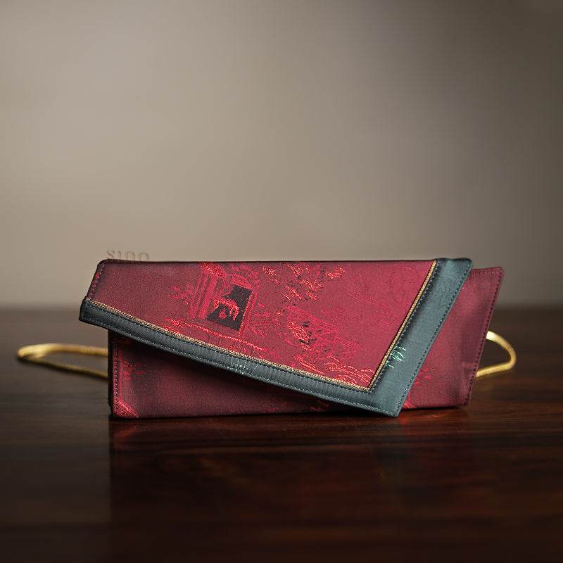 Ultra-Light Envelope Clutch Handbag in Recycled Fabric with Hualuo Silk 216g - SinoCultural -- GD1202