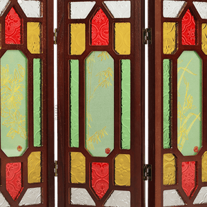 Hand-Embroidered Cantonese Mansion Window Ornament in Sandalwood Frame - SinoCultural -- BXL06WCS174A08
