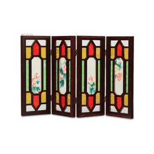 Hand Embroidery Peony Flower Rosewood Cantonese Mansion Window Ornament - SinoCultural -- BXL06WCS174A07