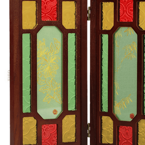 Hand-Embroidered Cantonese Mansion Window Ornament in Sandalwood Frame - SinoCultural -- BXL06WCS174A08