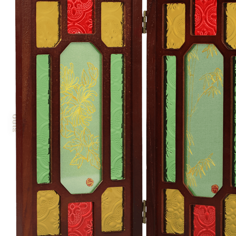 Hand-Embroidered Cantonese Mansion Window Ornament in Sandalwood Frame - SinoCultural -- BXL06WCS174A08