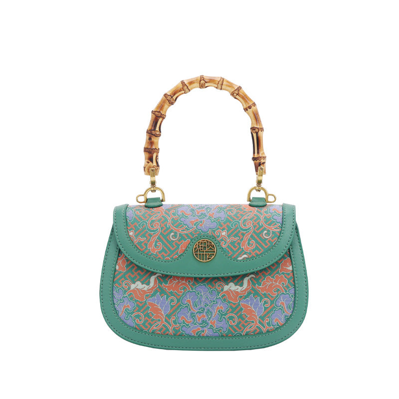 Song Brocade Bag New Chinese Style Genuine Leather Shoulder Bag