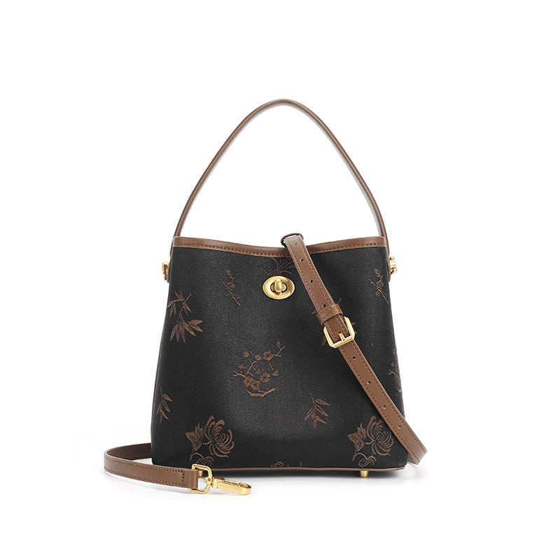 Mulberry Silk Bag  New Chinese Style Genuine Leather  Handheld Crossbody Bag