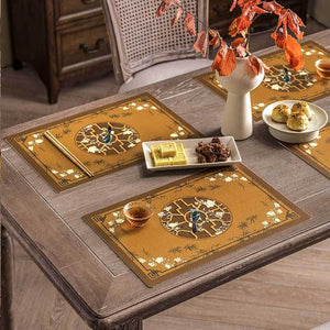 2-Piece Chinoiserie Vintage Classic Palace Style Thick Table Mat - SinoCultural -- TM043A3045