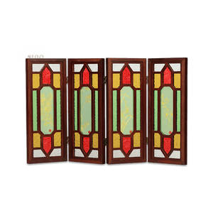 Hand-Embroidered Cantonese Mansion Window Ornament in Sandalwood Frame - SinoCultural -- BXL06WCS174A08
