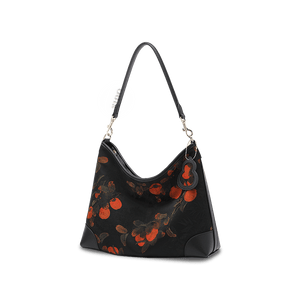 Xiangyunsha Silk Leather Printed Persimmon Shoulder Bag - SinoCultural -- YS220679