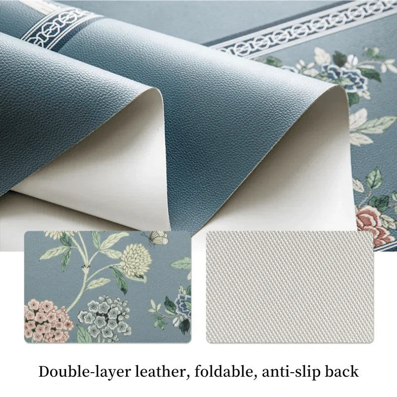 2-Piece Chinoiserie Placemat Waterproof Heat Resistant Blue Table Mat - SinoCultural -- TM025A30