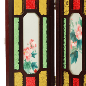 Hand Embroidery Peony Flower Rosewood Cantonese Mansion Window Ornament - SinoCultural -- BXL06WCS174A07