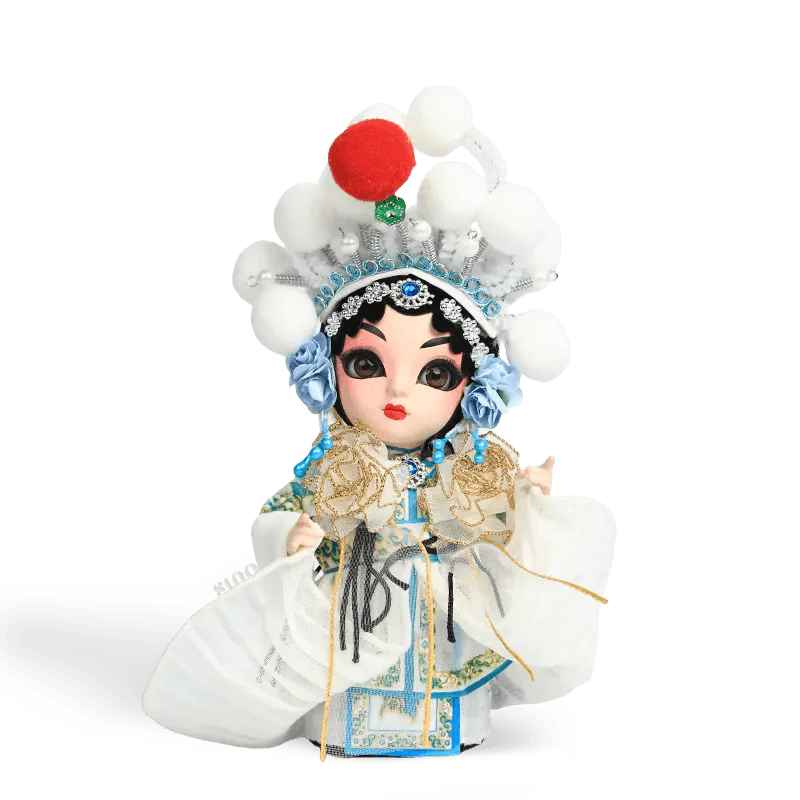 6-Inch Handmade Chinese Doll – Peking Opera Legendary White Snake Collectible - SinoCultural -- QJ0606