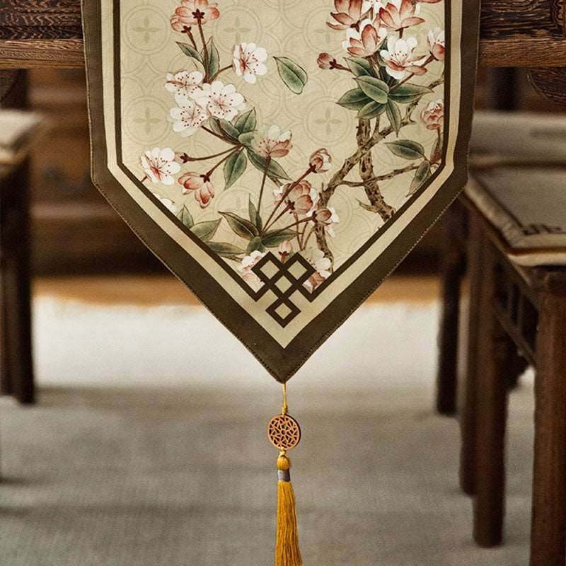 Chinoiserie Original Spring Flowers Table Runner - SinoCultural -- TR008C220