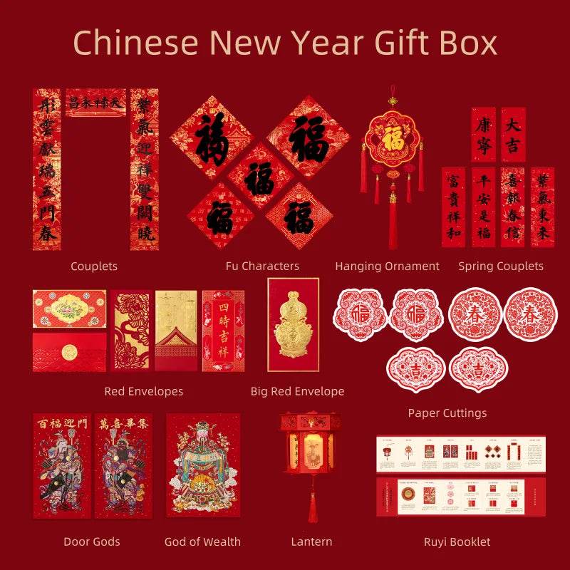 Chinese New Year Couplets Red Envelopes Housewarming Gift Box - SinoCultural -- CNY006