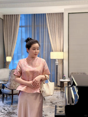 Shangjiukai White Dingsheng Song Brocade Basket Bag – Mulberry Silk Chinese Handbag-brocademodern