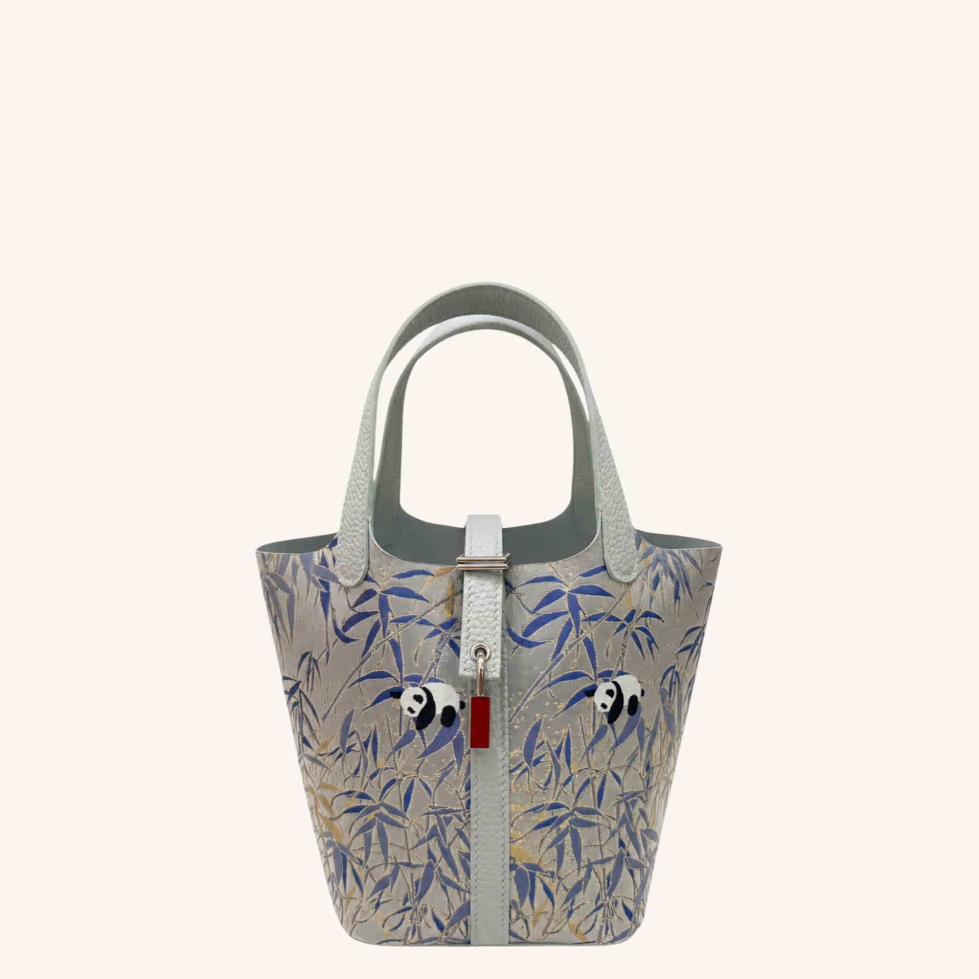 Chinoiserie Luxury Song Brocade Basket Bag – Panda Embracing Bamboo
