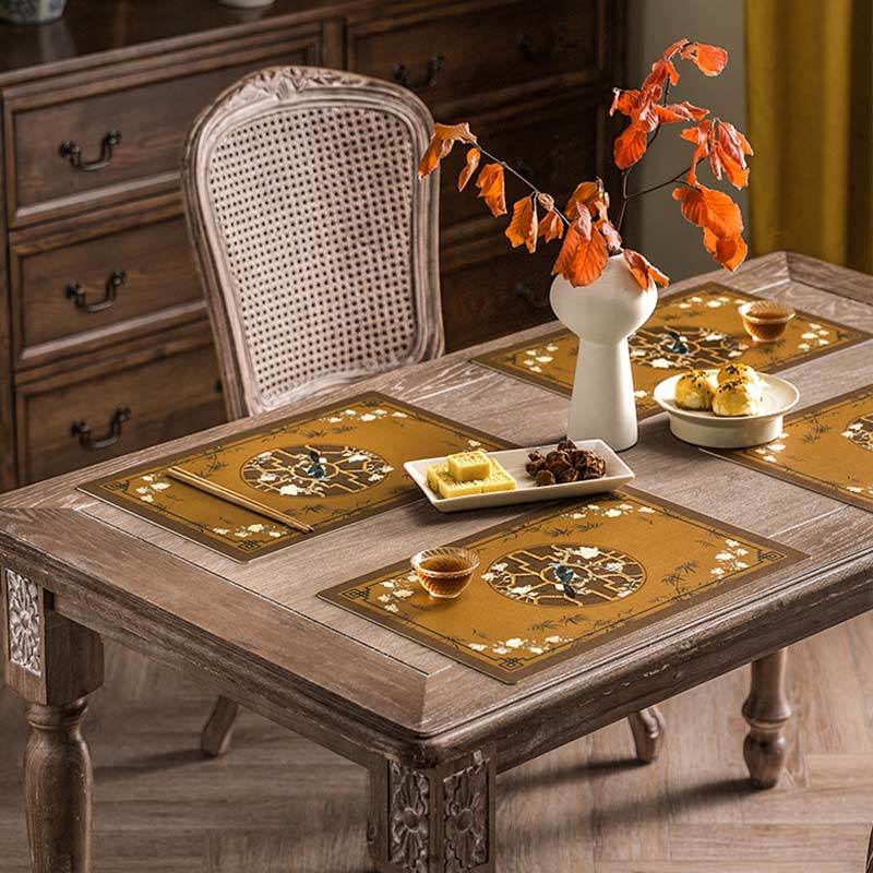 2-Piece Chinoiserie Vintage Classic Palace Style Thick Table Mat - SinoCultural -- TM043A3045