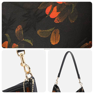 Xiangyunsha Silk Leather Printed Persimmon Shoulder Bag - SinoCultural -- YS220679