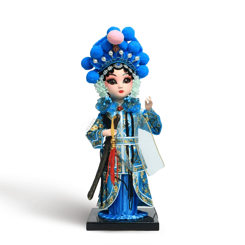9-Inch Handmade Chinese Doll – Peking Opera Green Snake Collectible - SinoCultural -- XJP0904