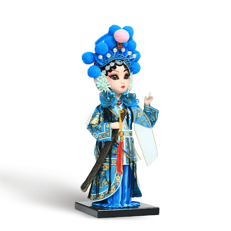9-Inch Handmade Chinese Doll – Peking Opera Green Snake Collectible - SinoCultural -- XJP0904