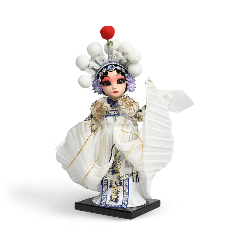 9-Inch Handmade Chinese Doll – Peking Opera Legendary White Snake Collectible - SinoCultural -- XJP0903