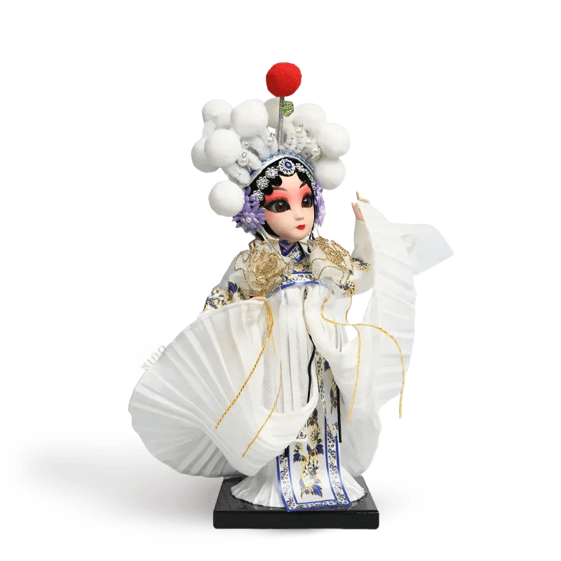 9-Inch Handmade Chinese Doll – Peking Opera Legendary White Snake Collectible - SinoCultural -- XJP0903