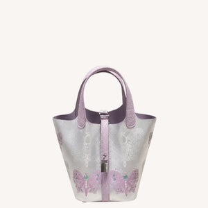 Chinoiserie Luxury Song Brocade Basket Bag – Purple Butterflies