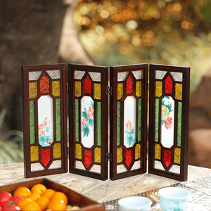 Hand Embroidery Peony Flower Rosewood Cantonese Mansion Window Ornament - SinoCultural -- BXL06WCS174A07