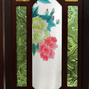 Hand Embroidery Peony Flower Rosewood Cantonese Mansion Window Ornament - SinoCultural -- BXL06WCS174A07