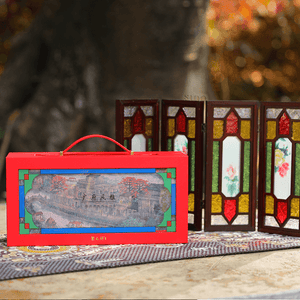 Hand Embroidery Peony Flower Rosewood Cantonese Mansion Window Ornament - SinoCultural -- BXL06WCS174A07