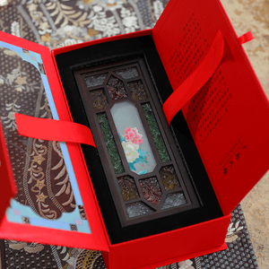 Hand Embroidery Peony Flower Rosewood Cantonese Mansion Window Ornament - SinoCultural -- BXL06WCS174A07