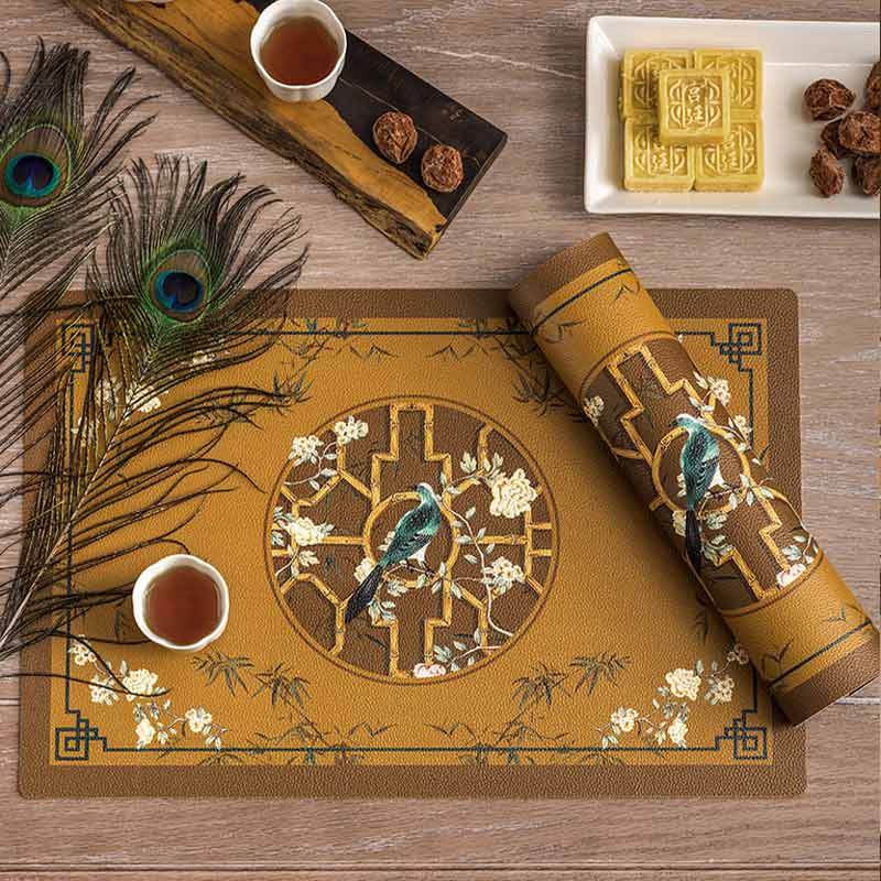 2-Piece Chinoiserie Vintage Classic Palace Style Thick Table Mat - SinoCultural -- TM043A3045