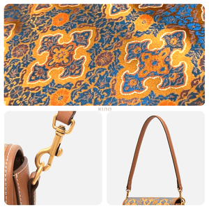 Song Brocade Silk Messenger Bag – Ruyi Leather Crossbody - SinoCultural -- FJ220678-1
