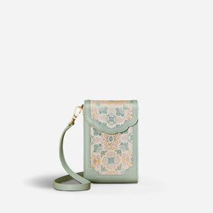 Brocade Jacquard Leather Bag Intricate Phone Chinese Wallet - SinoCultural -- JD240043-1