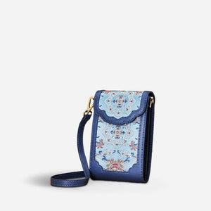Brocade Jacquard Leather Bag Intricate Phone Chinese Wallet - SinoCultural -- JD240043-1