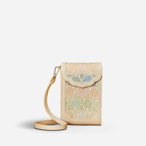 Brocade Jacquard Leather Bag Intricate Phone Chinese Wallet - SinoCultural -- JD240043-1
