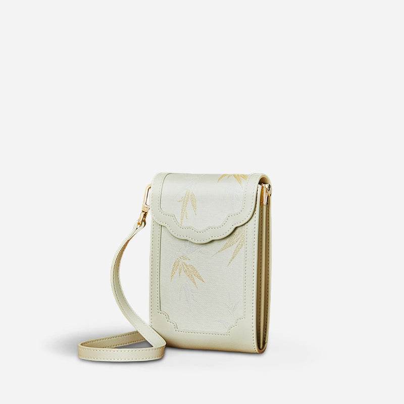 Brocade Jacquard Leather Bag Intricate Phone Chinese Wallet - SinoCultural -- JD240043-1