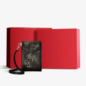 Brocade Jacquard Leather Bag Intricate Phone Chinese Wallet - SinoCultural -- JD240043-1