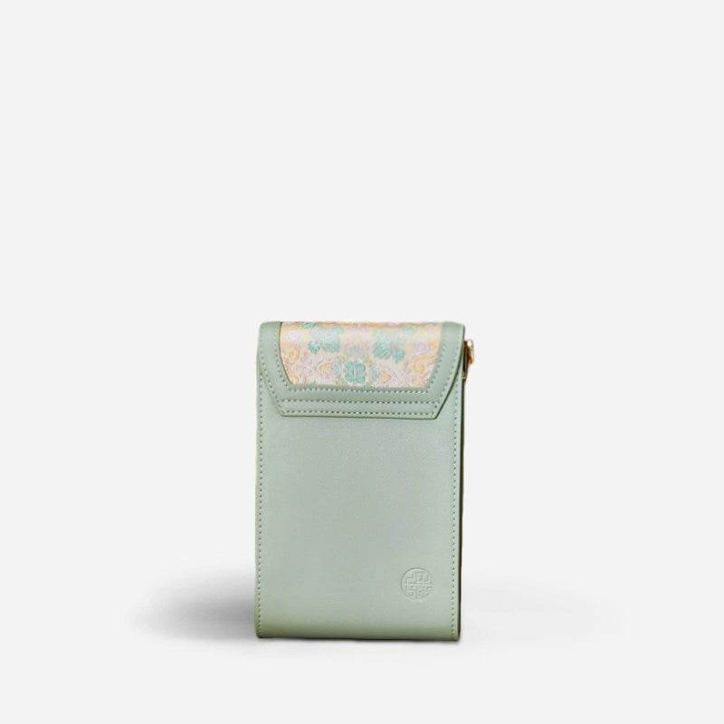 Brocade Jacquard Leather Bag Intricate Phone Chinese Wallet - SinoCultural -- JD240043-1